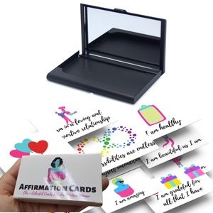 Positive Daily Affirmation 61 Card Deck With Mirror CARRY CASE Set Motivation